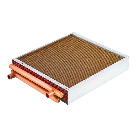 CAFORKP 18x18 Inch Finned Tube Heat Exchanger, 120K BTU Water to Air Coil Copper Tube Aluminum Fin for Heating Cooling System