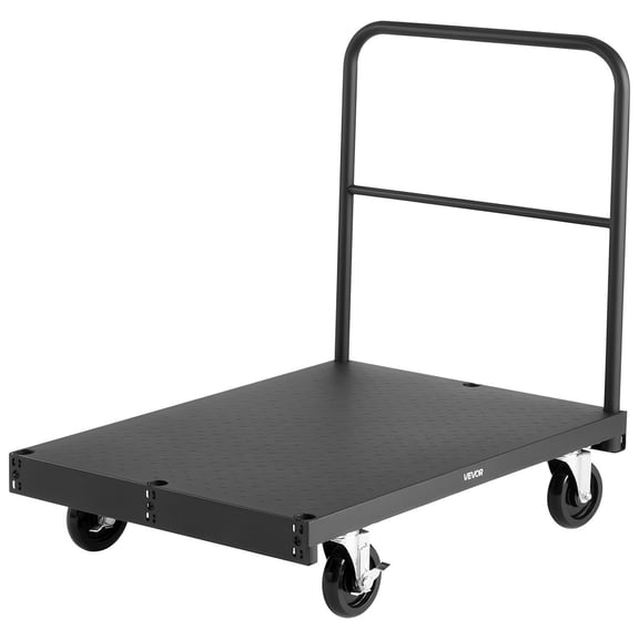CAFORKP 2-in-1 Steel Drywall Cart and Platform Truck Dolly, 1800 lbs Capacity, 36"x24" Deck with 4 Handrails & 5" Swivel Casters for Warehouse, Garage, Industrial Use, Black
