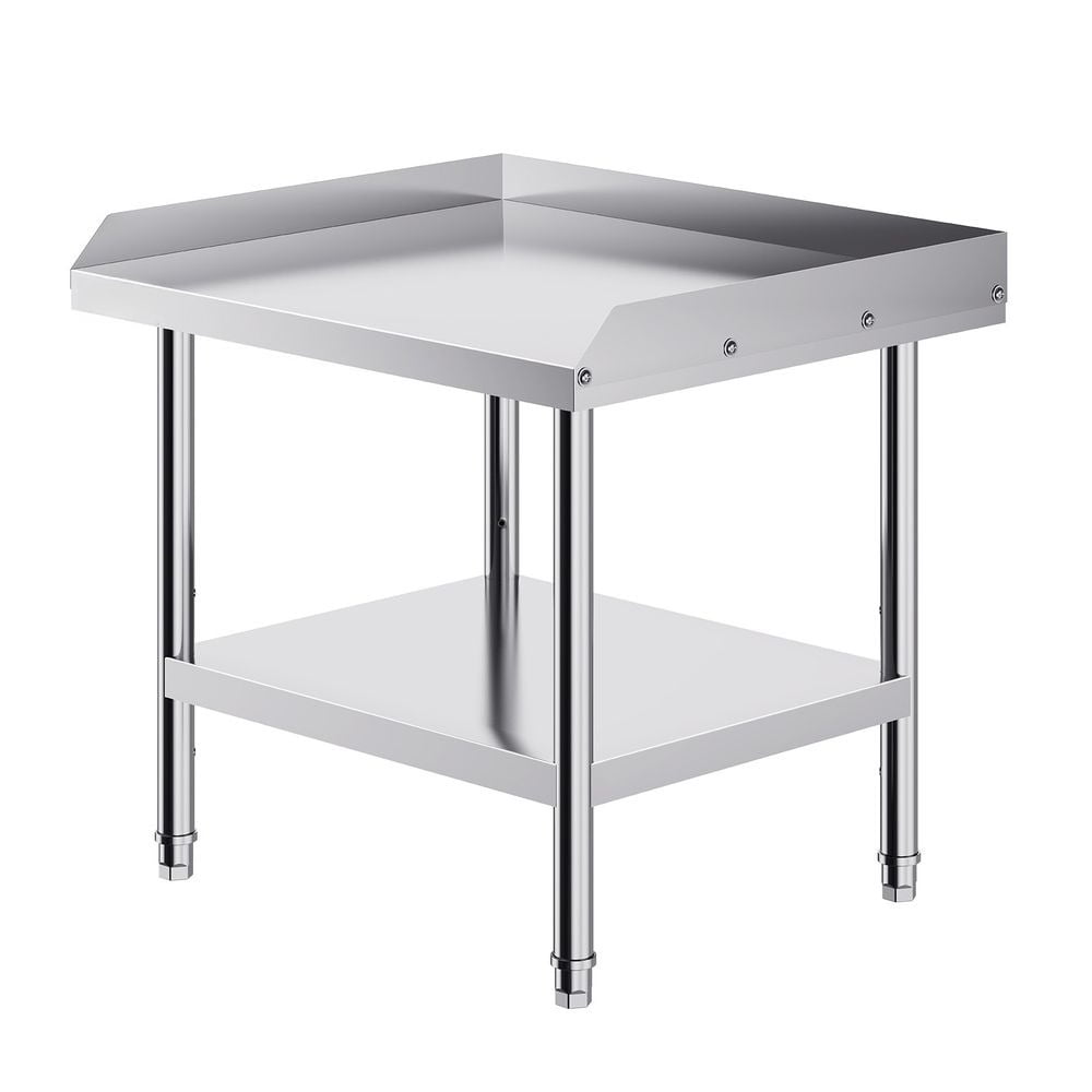 CAFORKP 24x28" Food Prep Worktable - Stainless Steel 3-Sided Backsplash Adjustable