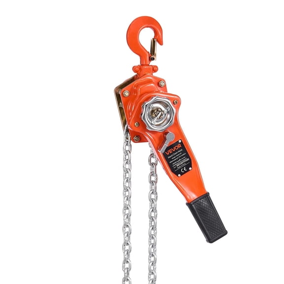 CAFORKP 3/4 Ton (1650 lbs) Heavy Duty Manual Lever Chain Hoist with 5FT G80 Alloy Steel Chain, Dual Pawl Brake & 360° Swivel Hooks for Construction, Warehouse, Garage