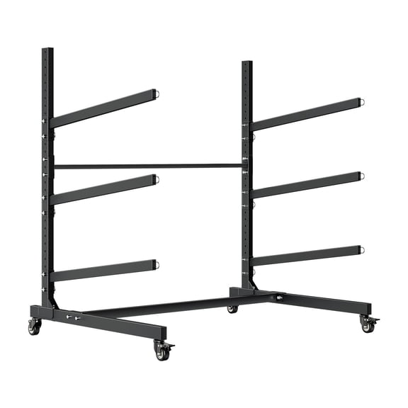CAFORKP 3 Kayaks Freestanding Storage Rack, 200 LBS Capacity Adjustable Stand with Lockable Wheels for SUP, Surfboard & Canoe