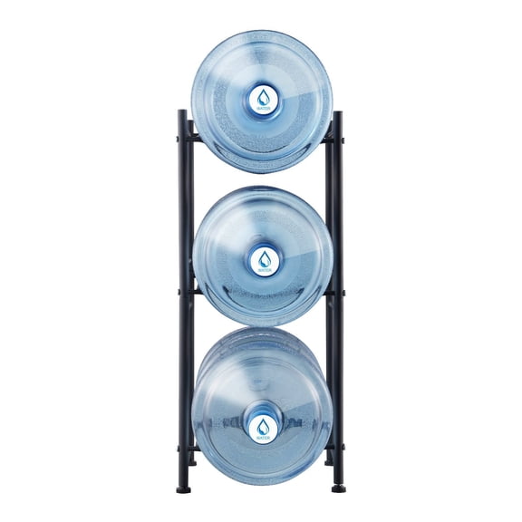 CAFORKP 3-Tier Water Bottle Holder for 5 Gallon Jugs, Single Row Storage Rack, Black