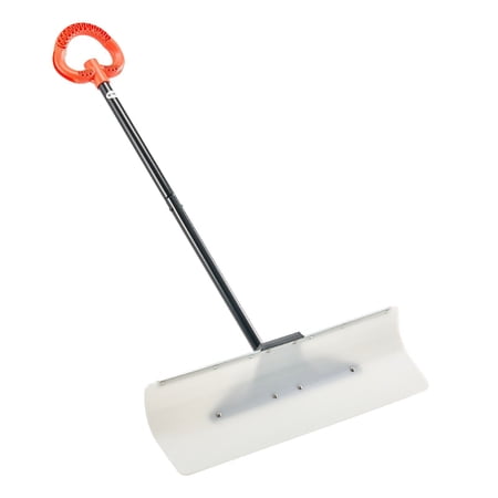 CAFORKP 30" Wide Snow Push Shovel, Heavy-Duty Metal Reinforced Edge, HDPE Plastic Scoop and Ergonomic Grip, Segmented Handle for Easy Storage, Outdoor Winter Snow Removal for Driveway Patio