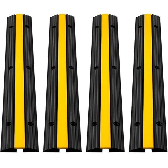 CAFORKP 4-Count Cable Ramp Protector, 1-Channel Heavy Duty for Driveways, 22046Lbs Load Capacity