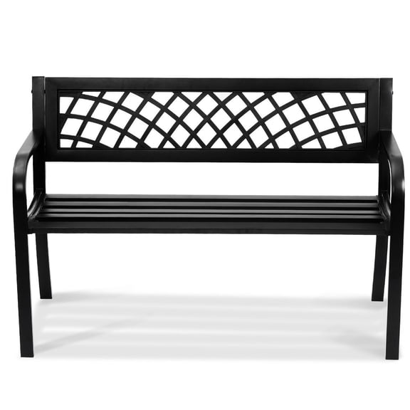 CAFORKP 46" Metal Garden Bench - 480LBS Capacity Outdoor Bench with Backrest