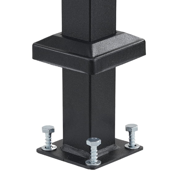 CAFORKP 5 Step Square Tube Carbon Steel Outdoor Stair Handrail Kit Complete Installation Hardware, Senior Safety Rail Concrete Porch Deck Black Finish