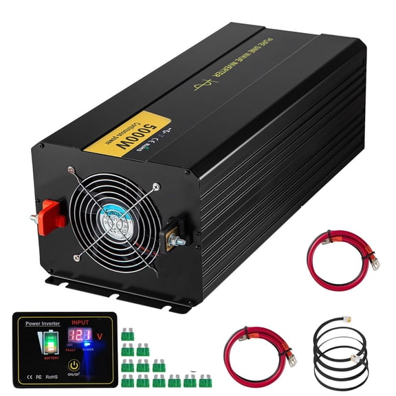 CAFORKP 5000W Pure Sine Wave Car Power Inverter, DC12V to AC120V Converter, LCD Display, USB Port & Remote, for RV, Truck, Solar and Camping