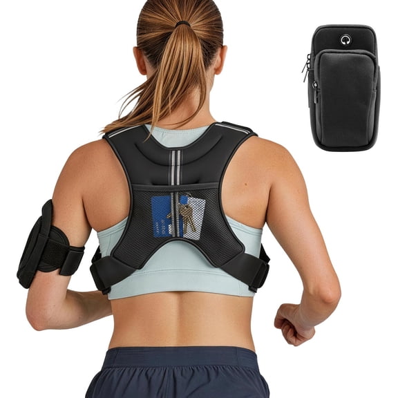 CAFORKP 8 LBS Lightweight Weighted Training Vest with Reflective Strip Adjustable Buckle, Men Women Running Fitness Muscle Building Weight Loss Workout Gear