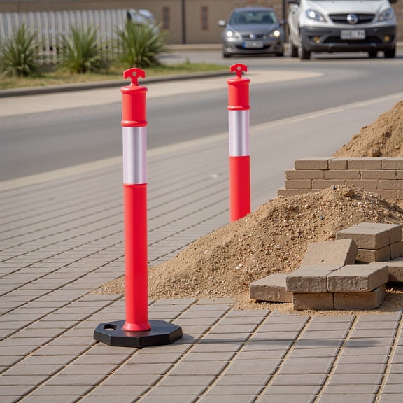 CAFORKP 9-Pack 48" Traffic Delineator Cones with Weighted Base & Reflective Strips - Heavy Duty Safety Cones for Construction, Parking, Crowd Control (Red)