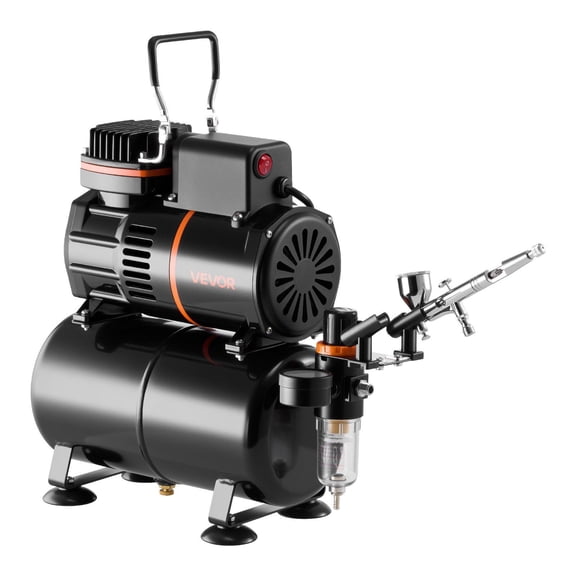CAFORKP All-in-One Air Brush Set 1/6 HP Compressor with Tank, Dual-Action Airbrush, 2 Fans, Acrylic Paints - Perfect for Cake, Model, and Nail Art Projects