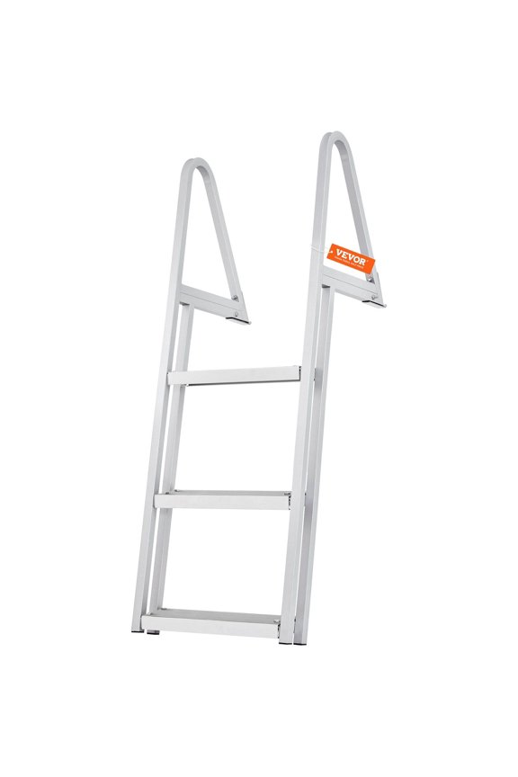 Aluminum Alloy 3-Step Removable Dock Ladder, 350lbs Capacity, 4" Non-Slip Steps
