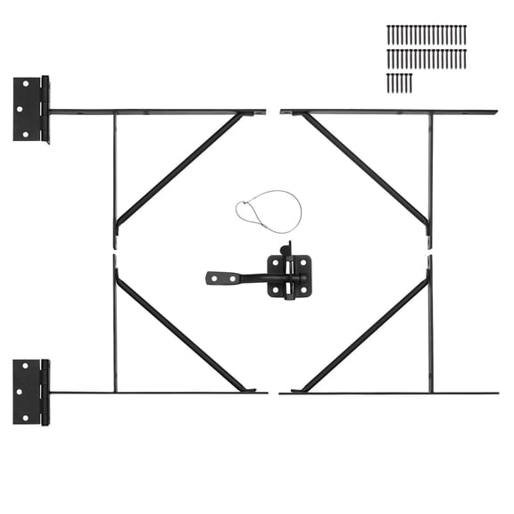 CAFORKP Anti-Sag Gate Frame Corner Brace Bracket, Black Hardware Kit with Latch Lock & Rope for Wooden & Iron Gates