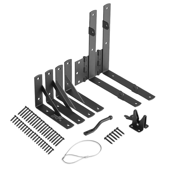 CAFORKP Black Anti-Sag Gate Corner Brace Bracket Kit, Gate Frame Hardware with Latch & Rope for Shed, Driveway & Corral Gates