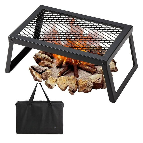 CAFORKP Campfire Cooking Grate, Heavy Duty Foldable Steel Mesh with Carrying Bag