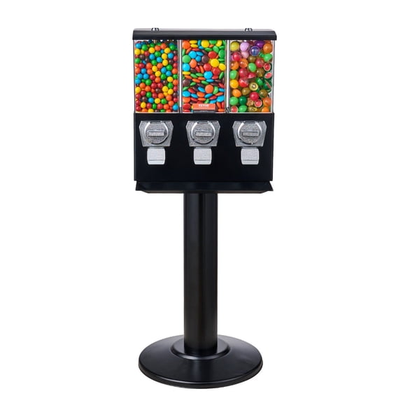 CAFORKP Classic Vintage Gumball Machine with Stand - Black Retro Candy Dispenser Coin Bank for Home and Office Decor
