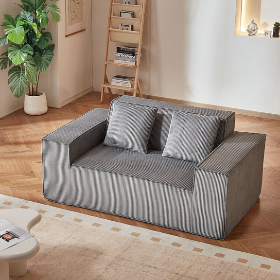 CAFORKP Cozy Corduroy Loveseat Sofa, 63-Inch 2-Seater Couch with Soft Supportive Pocket Springs, Compact Design for Apartments