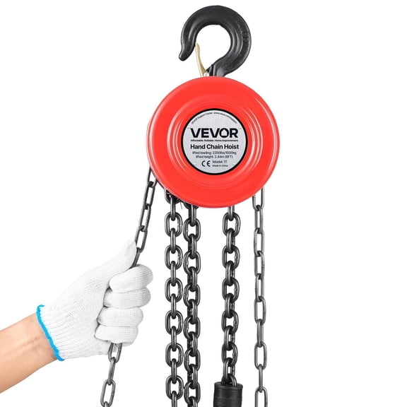 CAFORKP Galvanized Heavy Duty Hand Chain Hoist - 1 Ton (2200 lbs) Manual Pulley Block, 8 Ft Lift for Garage Warehouse Auto (Red)