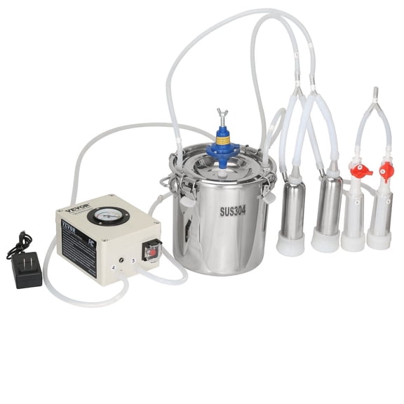 CAFORKP Goat Milking Machine Portable Automatic Electric Vacuum Milker with Pulsation for Cows and Sheep 6L