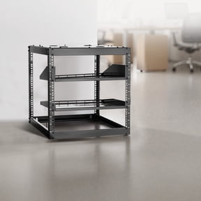 CAFORKP Heavy Duty 10U 4-Post Open Rack, 23" Depth - Universal Wall Mount or Floor Standing Server/Network Rack with Vented Shelves, Fits IT & AV Gear