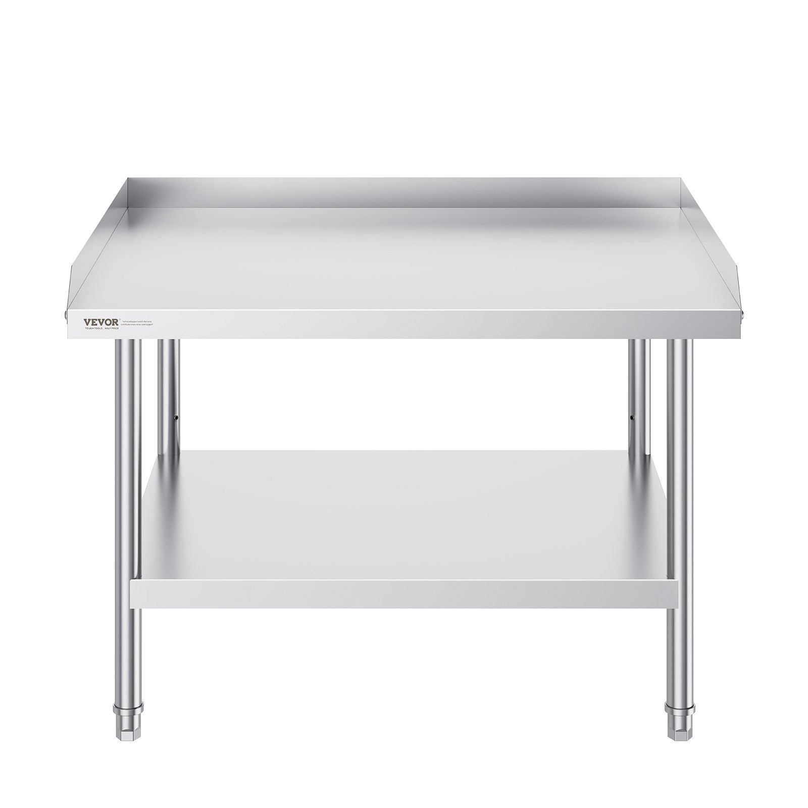 CAFORKP Heavy-Duty 30x36 Inch Stainless Steel Work Table, Adjustable Height & 3-Sided Backsplash - Commercial Food Prep Workstation for Hotel, Restaurant, Home Use