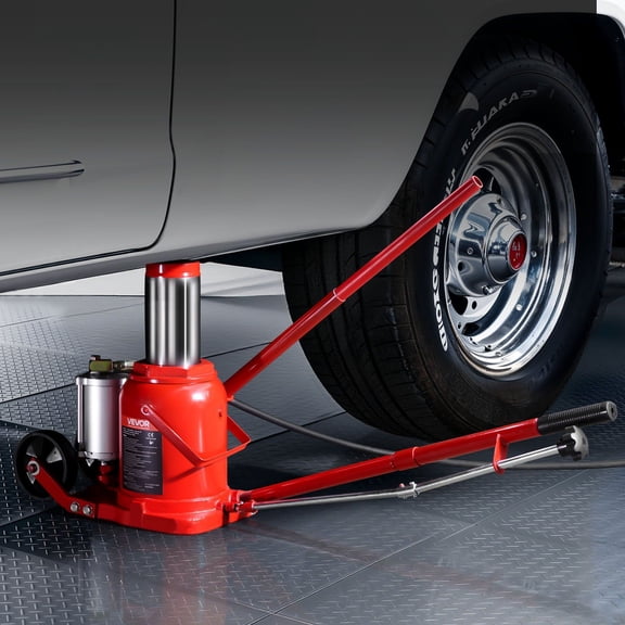 CAFORKP Heavy Duty 50 Ton Air/Hydraulic Bottle Jack for Trucks & Auto Repair, 10.4-16.1" Lifting Range, 110,231 lbs Capacity, Pneumatic Manual Pump, Red