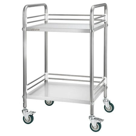 CAFORKP Heavy Duty Rolling Utility Cart with 4 Lockable Wheels for Laboratory, Medical Clinic, Kitchen & Commercial Use