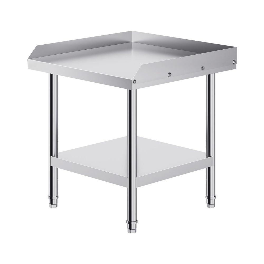 CAFORKP Heavy-Duty Stainless Steel Worktable, 24x24x26" w/ Adjustable Height & 3-Sided Backsplash