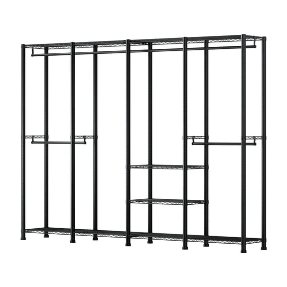 CAFORKP Heavy Duty Wardrobe Garment Rack, 4 Hanging Rods Adjustable Tier Metal Frame Clothes Organizer, 1100 LBS Load Closet Storage Rack for Bedroom, Clothing Store & Hallway