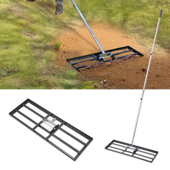 CAFORKP Lawn Leveling Rake with 83.9"Handle,30x10"Rust-Resistant Plate,3Heights Adjustable