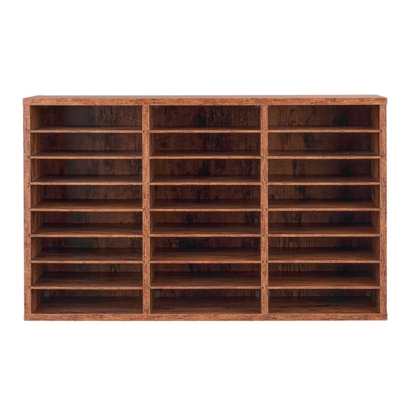 CAFORKP Literature Organizer, 24-Slot Wood Mail Sorter with Removable Shelves, Paper File Storage