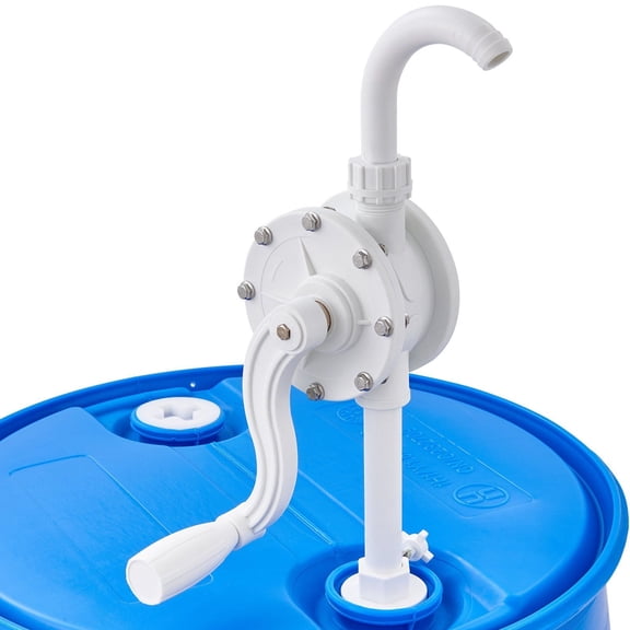 CAFORKP Manual Rotary Drum Pump, 6.5 GPM High Flow, Adjustable 3-Section Suction Tube with Hose, Fits 5 to 55 Gallon Barrels, for Corrosive Liquids