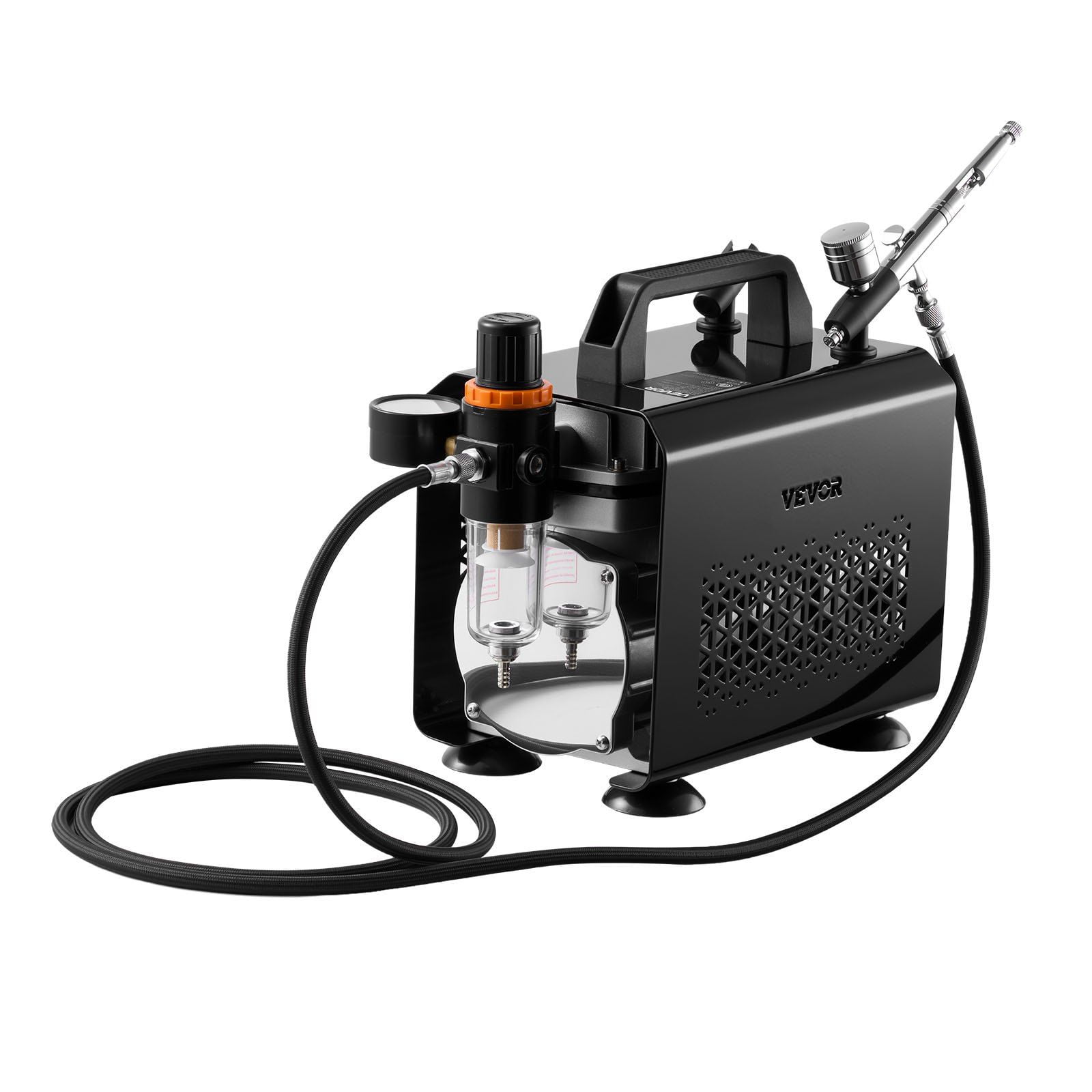 CAFORKP Multi-Purpose Airbrush Compressor Kit  1/6 HP, Dual-Action Airbrush, 3 Tips, Hose & Acrylic Paint  Professional Tool for Cake, Model & Nail Art Design