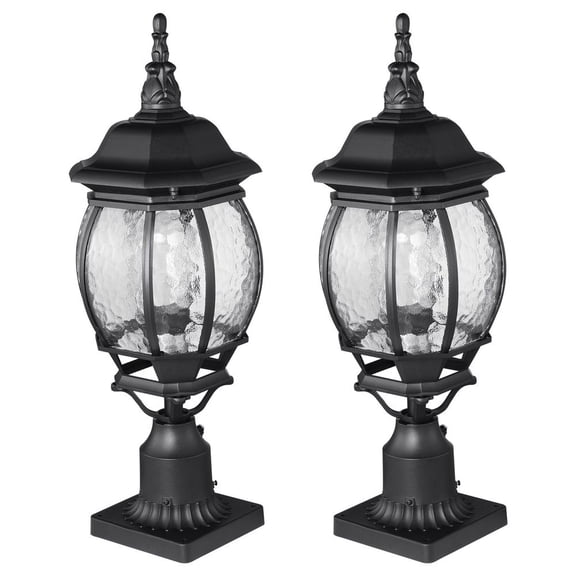 CAFORKP Outdoor Pier Mount Lamp Post 2-Pack, 20.87in Dusk to Dawn Light Fixtures
