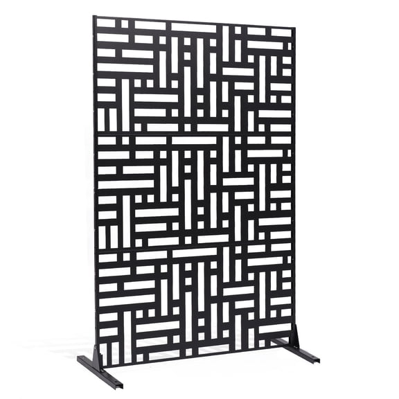 CAFORKP Outdoor Privacy Screen 47" W x 76" H, Heavy-Duty Powder-Coated Metal Patio Panel, Decorative Black Wall for Porch, Balcony, Yard, and Poolside Privacy Protection