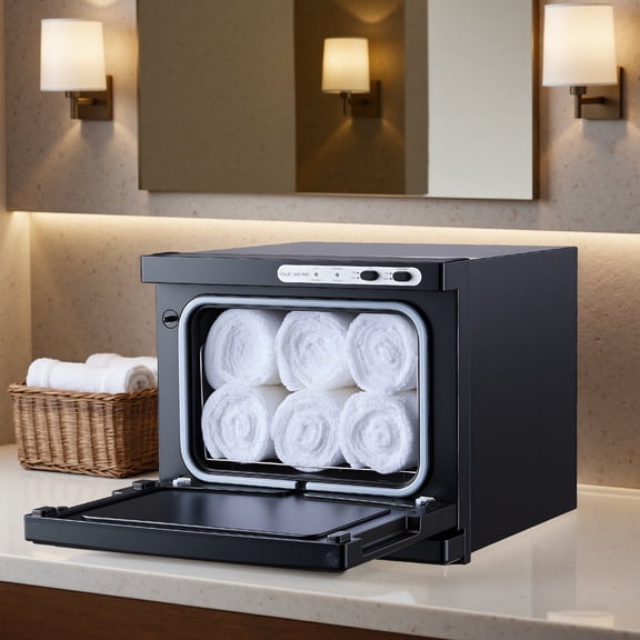 CAFORKP Portable Black Towel Warmer, 1.76 Gal for Spa & Salon, Holds 12 Towels.