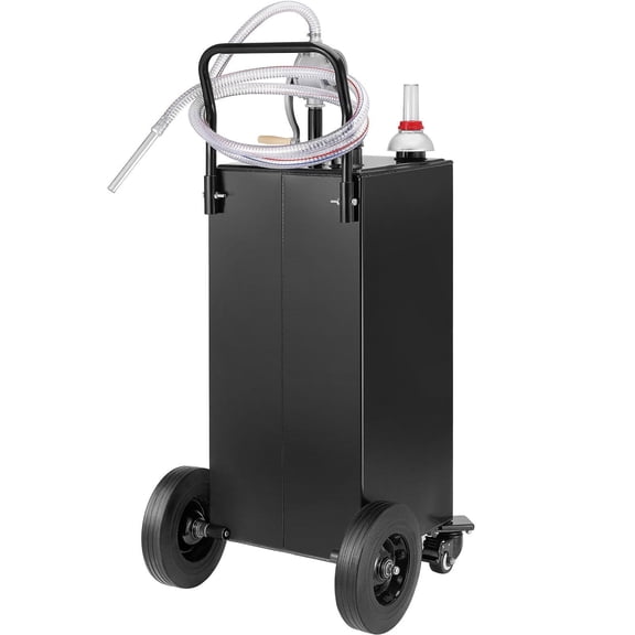 CAFORKP Portable Fuel Caddy 35 Gallon, with Manual Transfer Pump & 4 Wheels for Gas & Diesel