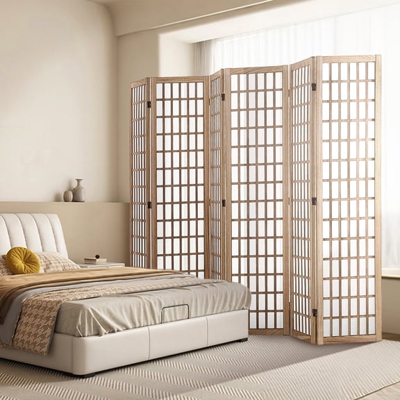 CAFORKP Portable Room Divider 6-Panel, Japanese Style Folding Screen for Bedroom & Office
