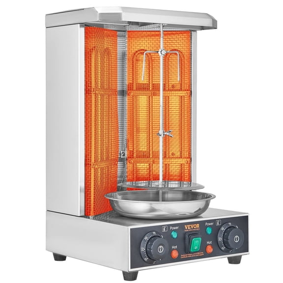 CAFORKP Shawarma Grill Machine, 13lbs Capacity, Chicken Shawarma Cooker with 2 Burners