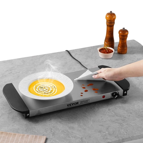 CAFORKP Stainless Steel Buffet Food Warming Tray with Temperature Control, Electric Hot Plate for Entertaining