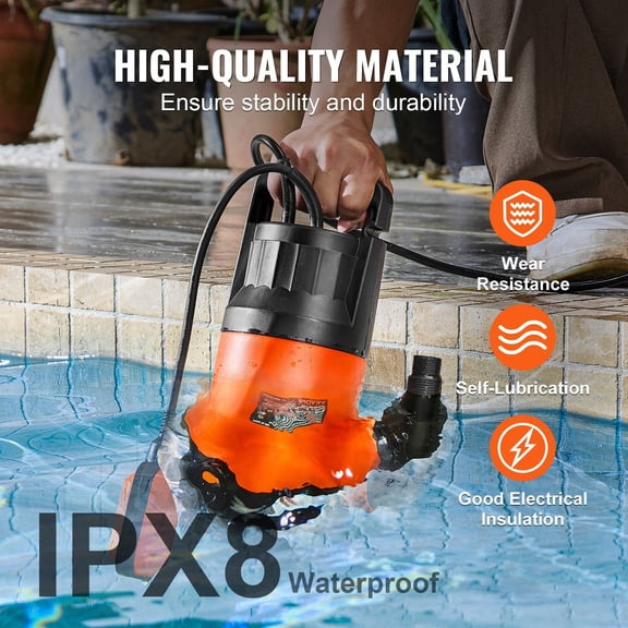 CAFORKP Submersible Utility Pump & Sump Pump 1 HP, 4000 GPH, 31 ft Max Head