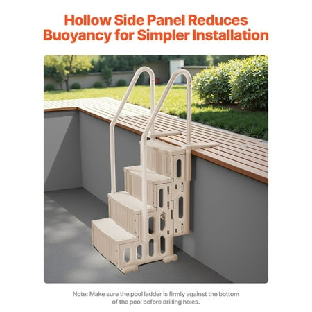 CAFORKP Taupe Pool Ladder, 4 Steps with Double Handrails, Non-Slip Heavy Duty Design, 400 lb Load Rating, for 48-54 Inch Pools Any Deck