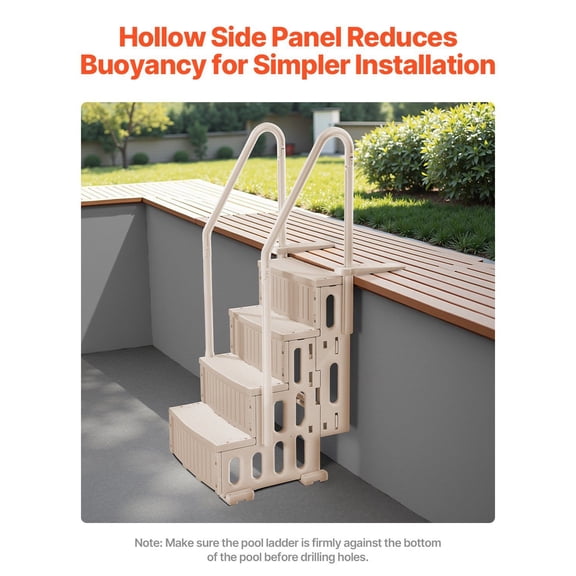 CAFORKP Taupe Pool Ladder, 4 Steps with Double Handrails, Non-Slip Heavy Duty Design, 400 lb Load Rating, for 48-54 Inch Pools Any Deck