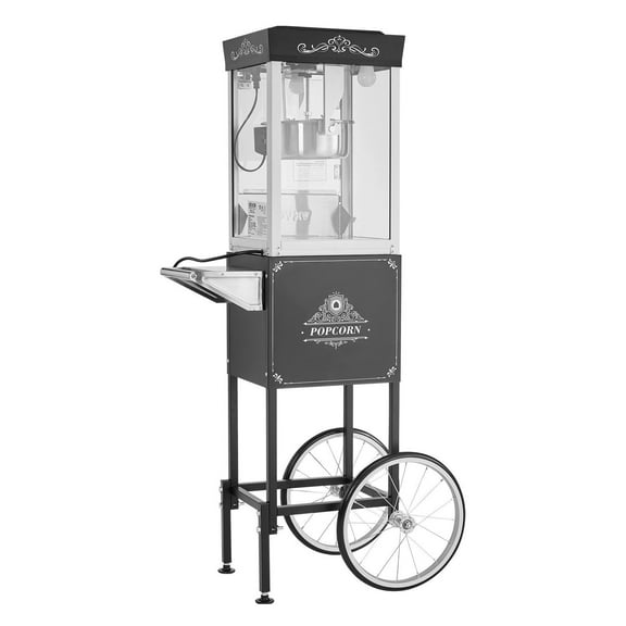 CAFORKP Theater Style Popcorn Popper 800W, 48 Cups/Batch with Cart & Stainless Steel Kettle