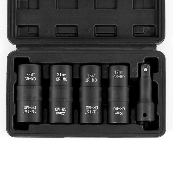 CAFORKP Universal Lug Nut Impact Socket Set, 1/2" Drive 6-Point Flip, Metric and SAE Sizes Included