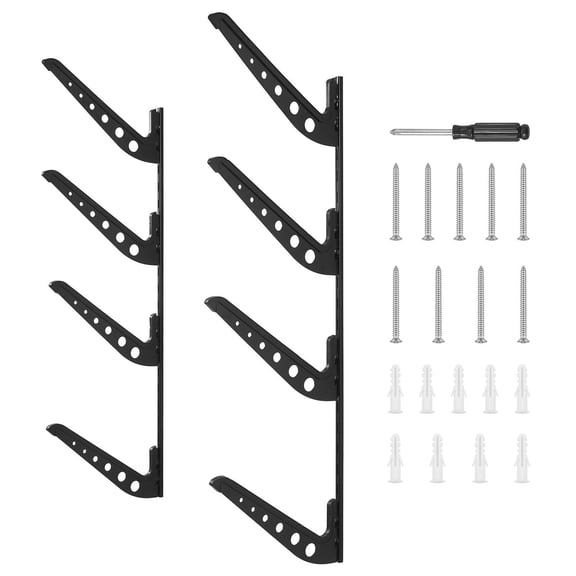CAFORKP Versatile 4-Tier Horizontal Board Wall Rack - Adjustable Surf/Snow/Kiteboard Display Storage Holder, Space-Saving Metal Stand