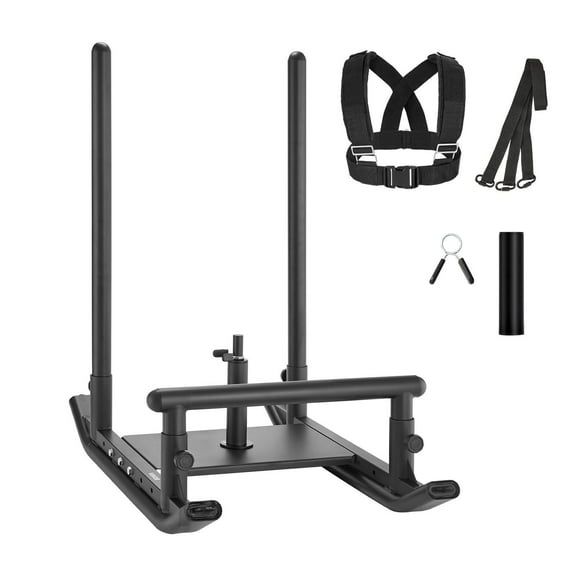 CAFORKP Weight Sled Trainer for Speed Improvement Steel Frame Strength Sled Workout Equipment with Handle Compatible with Standard 1/2 in Plates, Black
