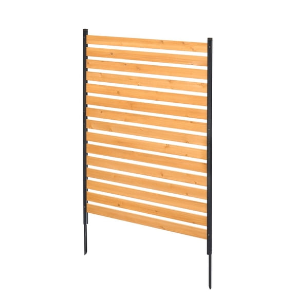CAFORKP Wood Privacy Fence Panel, 39" Wide x 61" Long, Modern Slatted Design for Outdoor AC Unit Concealment
