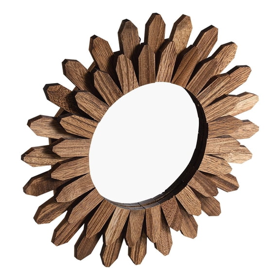 CAFORKP Wood Wall Mirror, 12-inch Carbonized Black, Rustic Decor for Bedroom Living Room Bathroom