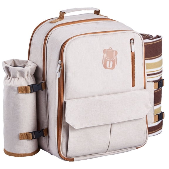 CAFORKP4-Person Picnic Backpack - Beach Bag with Cooler Compartment & Blanket