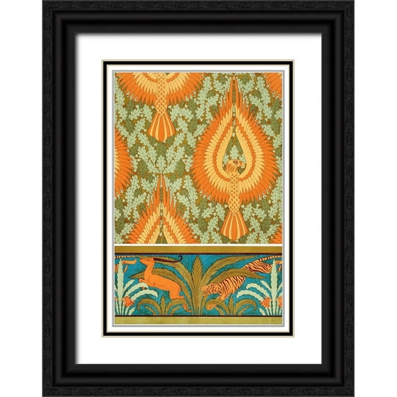CAG 11x14 Black Ornate Wood Framed with Double Matting Museum Art Print Titled - Decoration And Ornament - IV